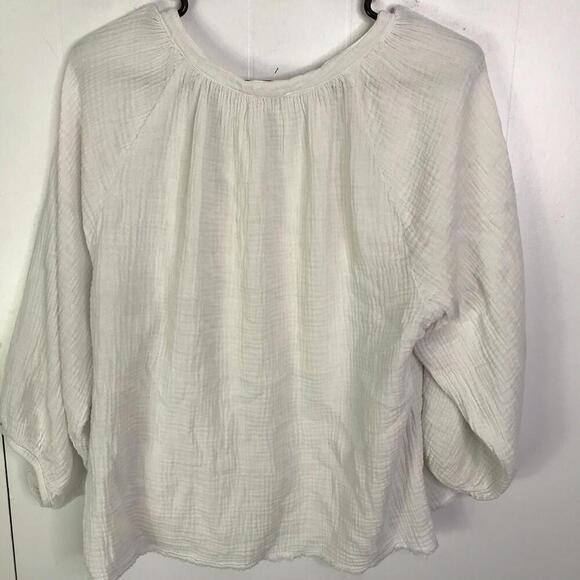 Nation LTD Top Womens M Mimi Romance Textured Gauze Fringe Hem Natural Boho - Picture 2 of 10